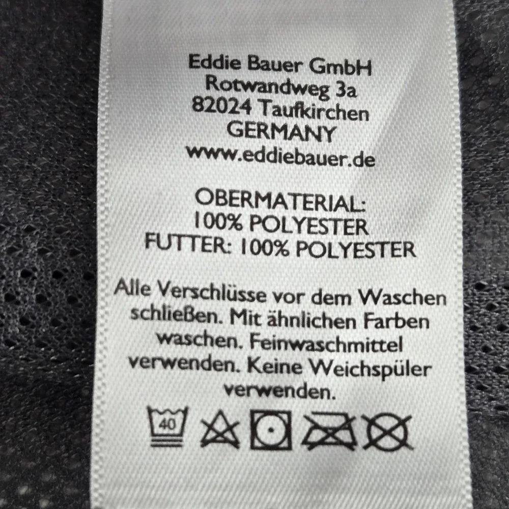 Eddie‎ Bauer Men Jacket L Black Activewear Packable Rainfoil Hooded